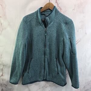LL Bean Jacket Womens Large Blue Fleece Full Zip Insulated Better Sweater